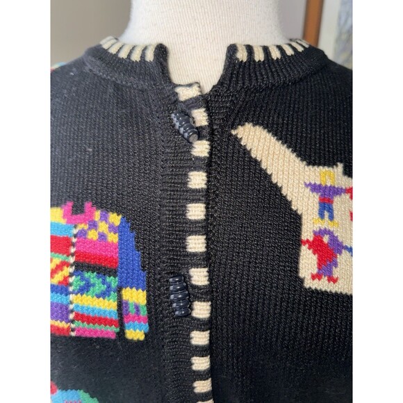 Christine Foley 90s Colorful Fun Sweater Print Cardigan, Fun Buttons Sz 3, Rare! - Picture 5 of 7